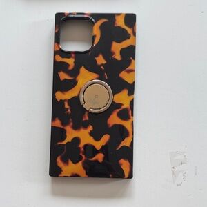 Black and Orange Phone Case with Ring Holder